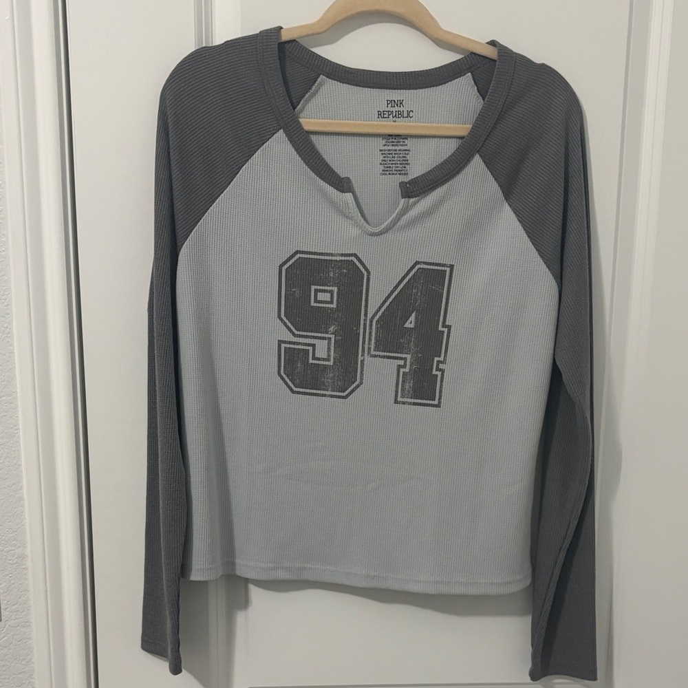 Pink Republic Gray Long Sleeve Tee with '94' Graphic